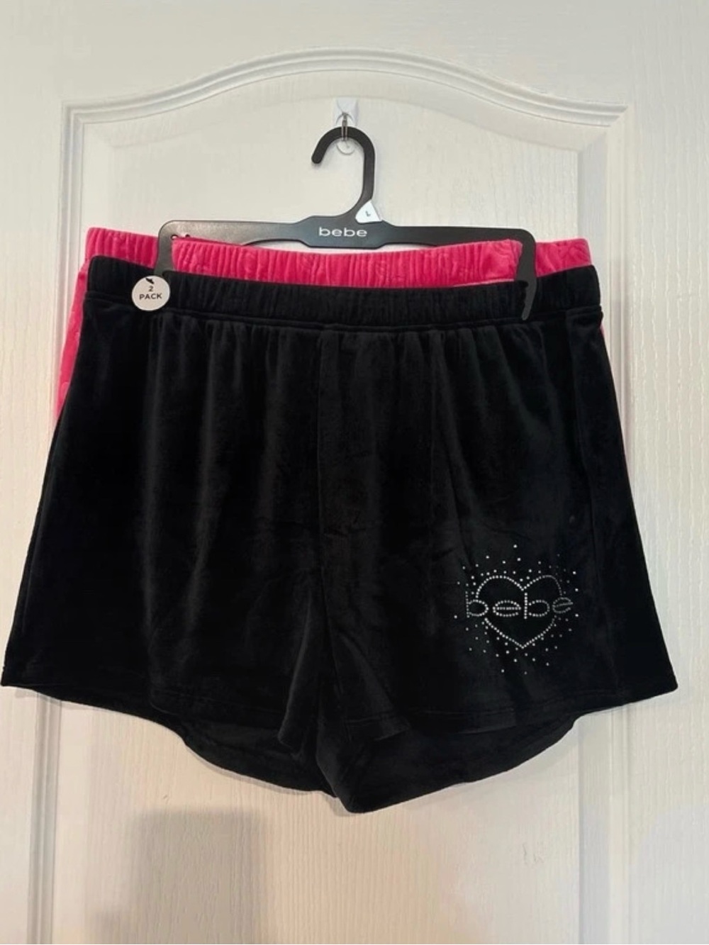 bebe Black Velour Shorts with Pink Waistband - 2-Pack